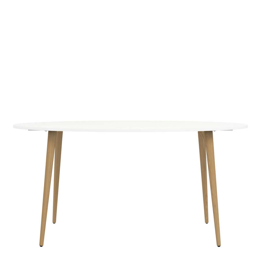 Oval Dining Table in White & Oak Legs - Oslo