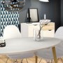 Oval Dining Table in White & Oak Legs - Oslo