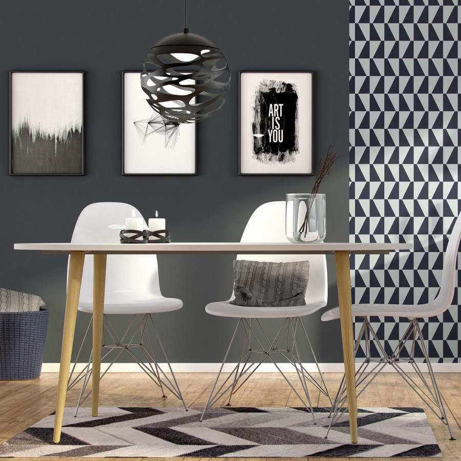 Oval Dining Table in White & Oak Legs - Oslo