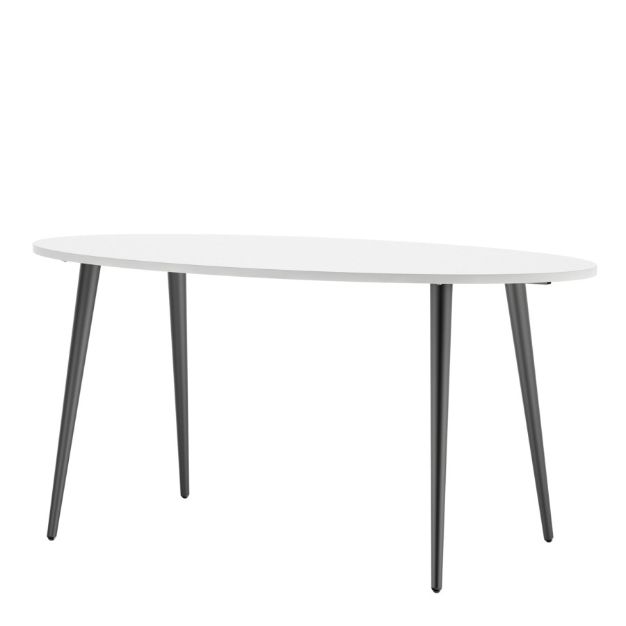 Oval Large Dining Table in White and Black Matt