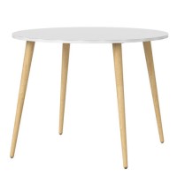 Round Dining Table in White and Oak