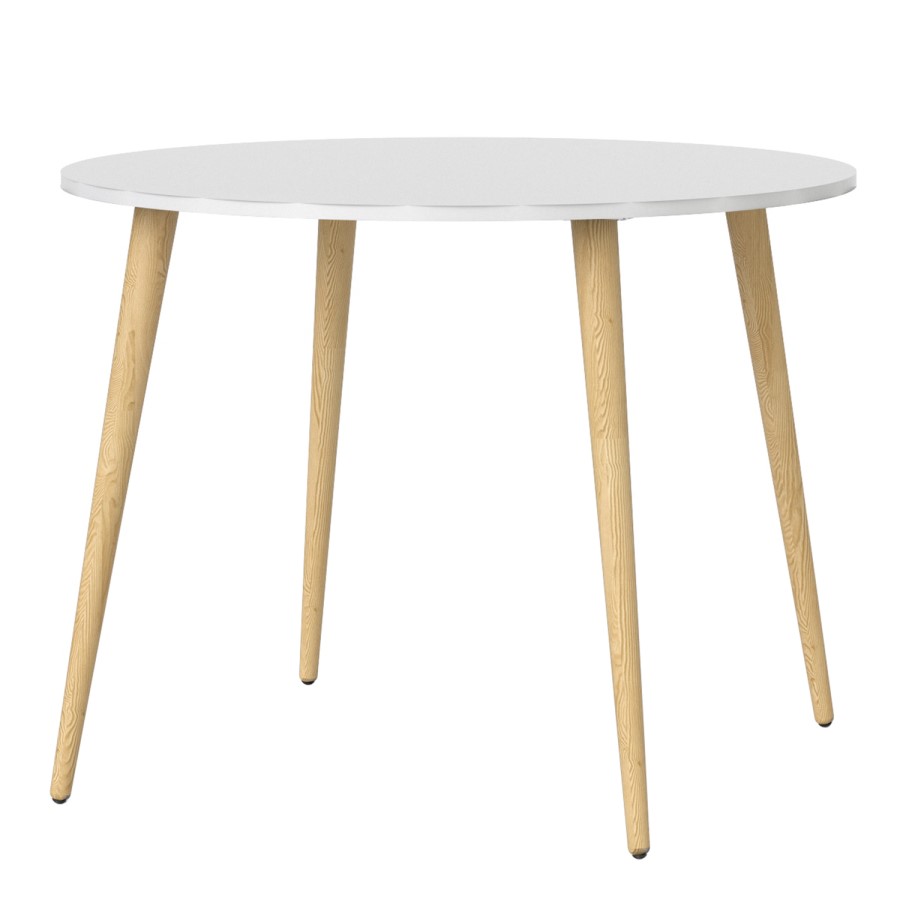 Round Dining Table in White and Oak