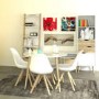 Round Dining Table in White and Oak