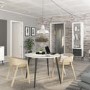GRADE A1 - Round Dining Table in White and Black Matt