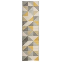Urban Triangle Ochre & Grey Runner Rug - 60 x 220 cm - Flair