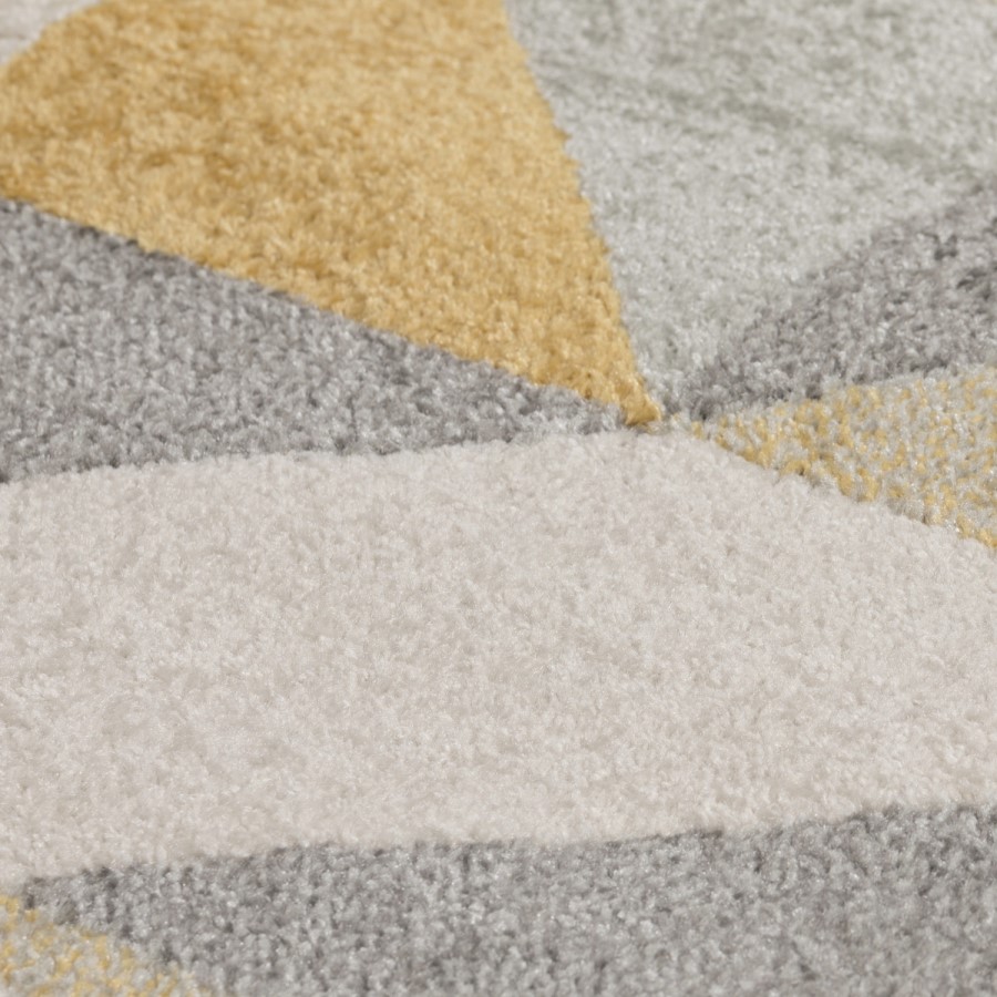 Urban Triangle Ochre & Grey Runner Rug - 60 x 220 cm - Flair
