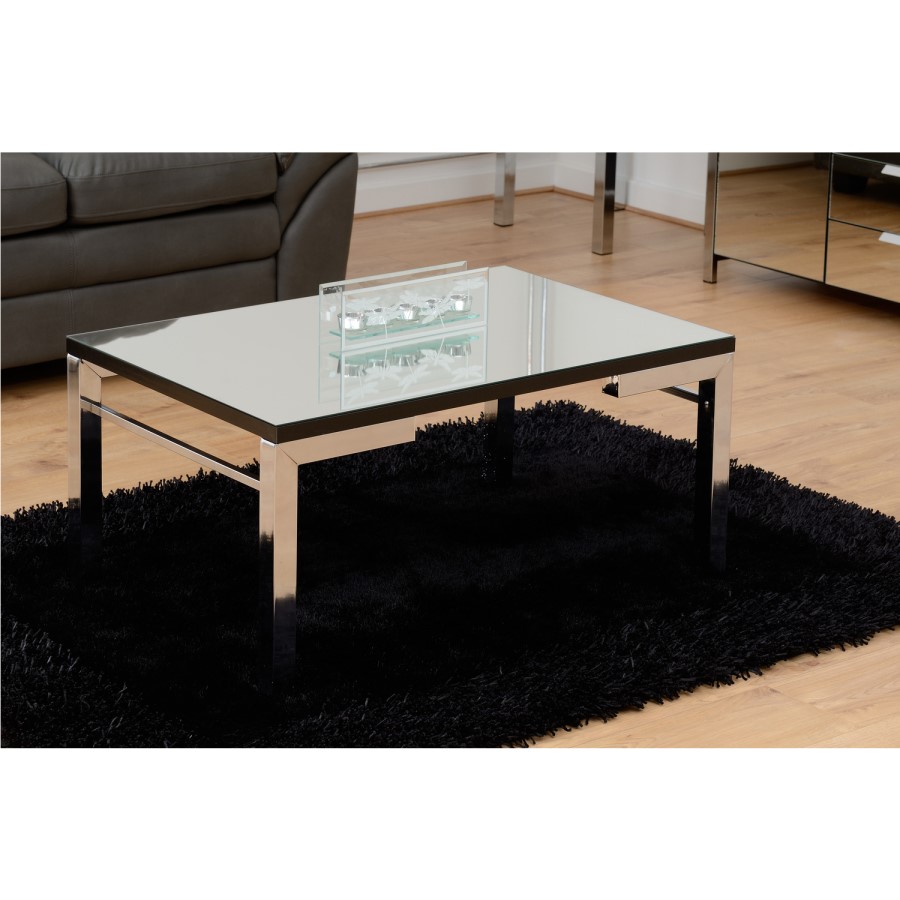 Valencia Coffee Table Mirrored/Black Trim