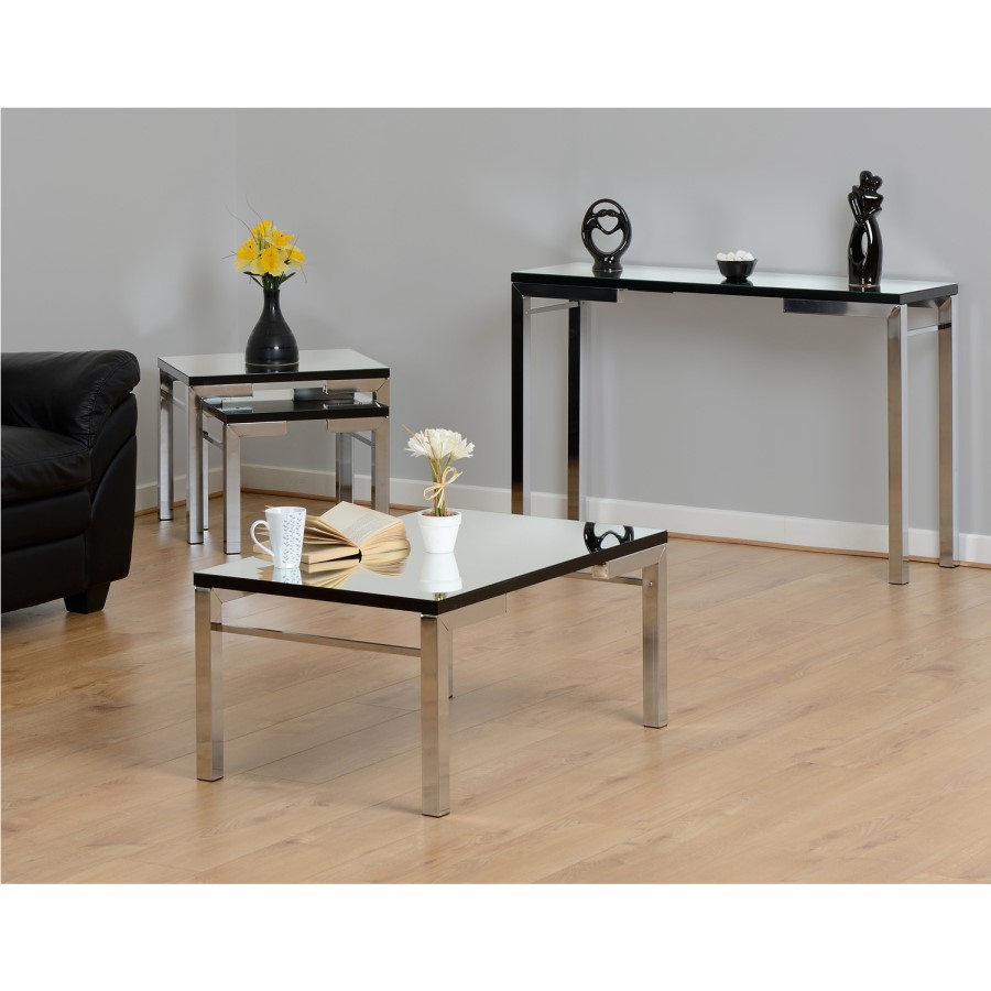 Valencia Coffee Table Mirrored/Black Trim