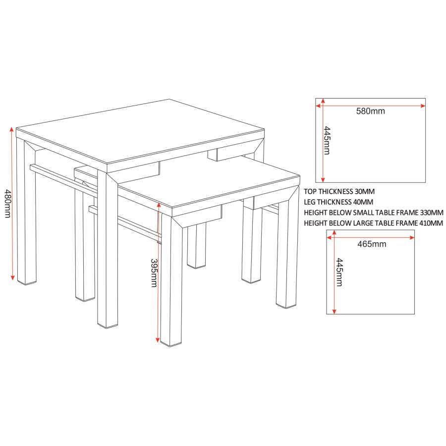 Mirrored Nest of 2 Tables Valencia - Seconique