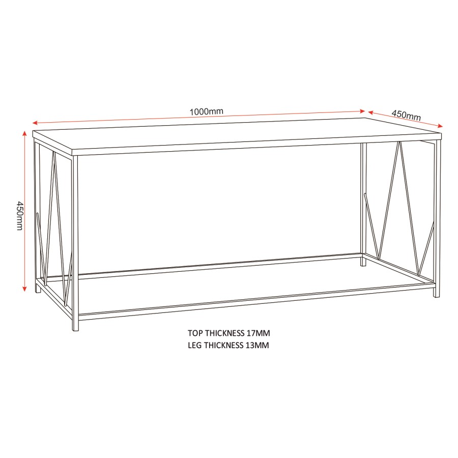 Athens Rectangular Coffee Table Concrete Effect/Black