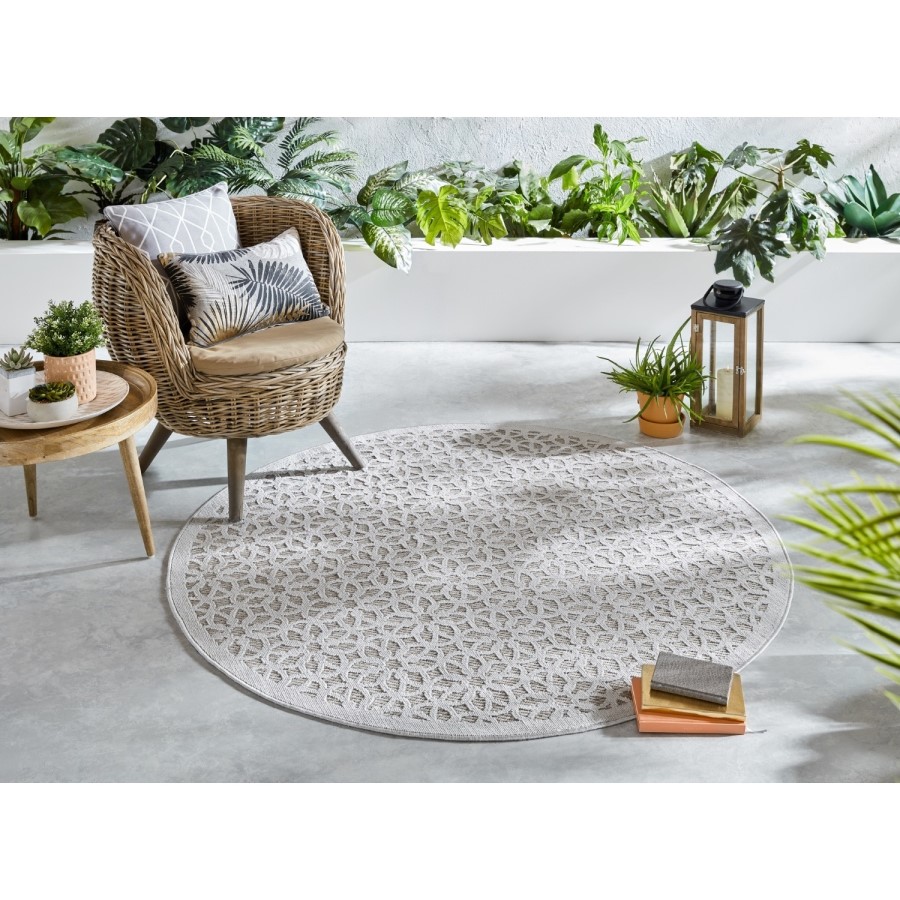 Piatto Argento Silver Indoor/Outdoor Round Rug 160 x 160 cm - Flair
