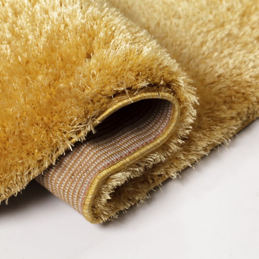 Velvet Shaggy Ochre Runner Rug - 60 x 230cm - Flair