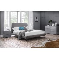 Julian Bowen Linen Fabric Double Bed Frame in Grey - Scandi Style