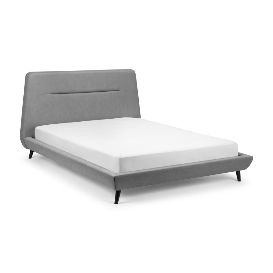 Julian Bowen Linen Fabric Double Bed Frame in Grey - Scandi Style