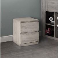 Julian Bowen Grey Oak 2 Drawer Bedside Table - Jupiter