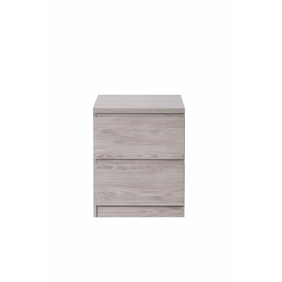 Julian Bowen Grey Oak 2 Drawer Bedside Table - Jupiter