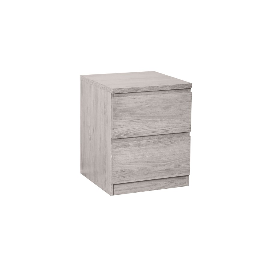 Julian Bowen Grey Oak 2 Drawer Bedside Table - Jupiter