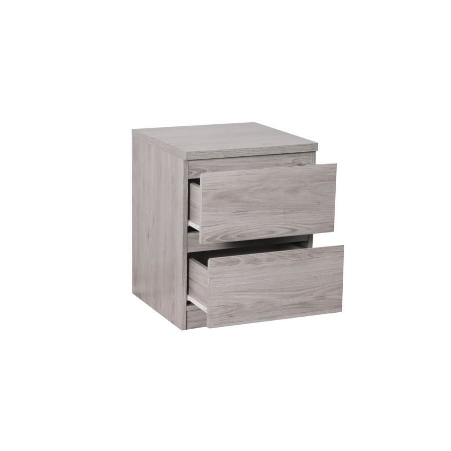 Julian Bowen Grey Oak 2 Drawer Bedside Table - Jupiter