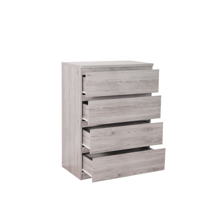 Julian Bowen Grey Oak 4 Drawer Chest of Drawers - Jupiter