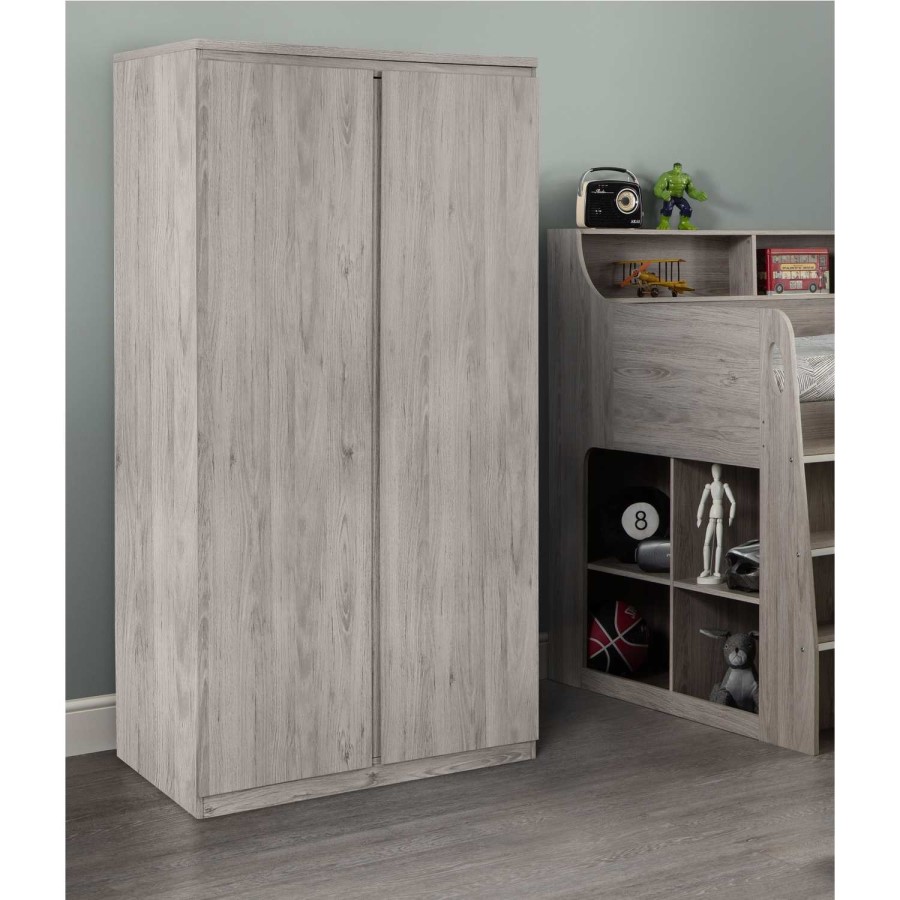 Julian Bowen Grey Oak 2 Door Wardrobe - Jupiter