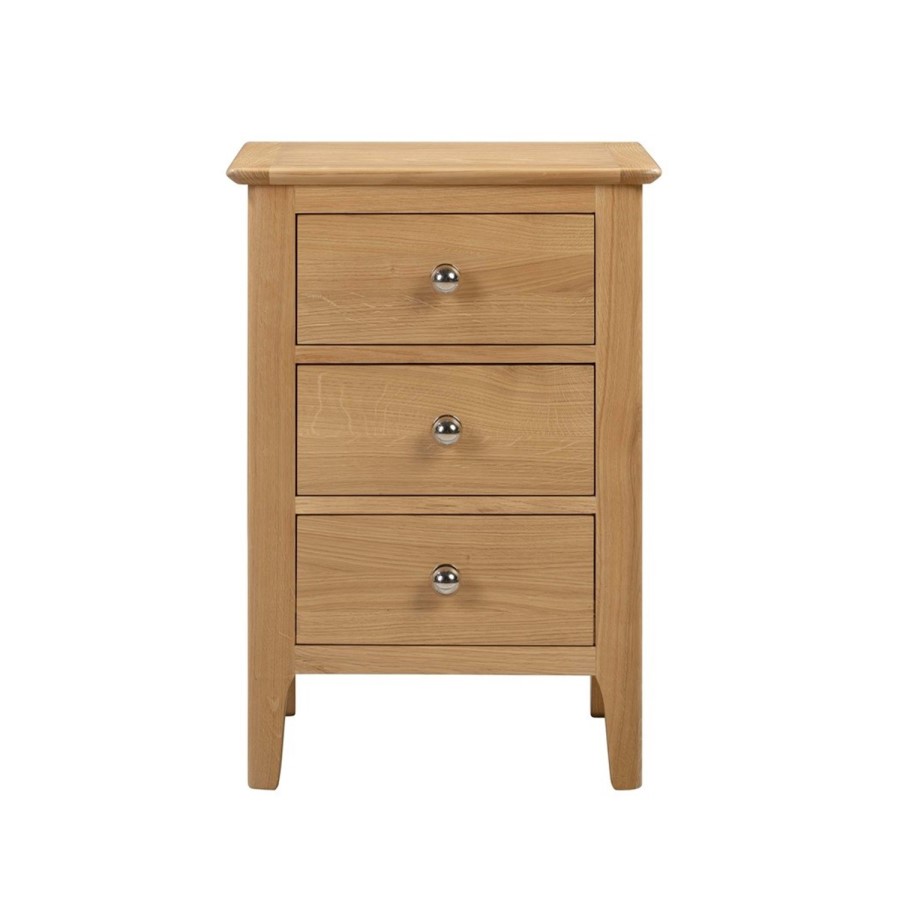 Solid Oak 3 Drawer Bedside Table - Cotswold - Julian Bowen