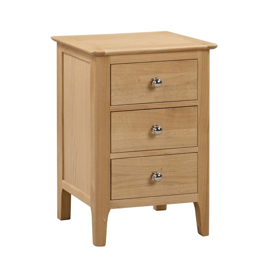Solid Oak 3 Drawer Bedside Table - Cotswold - Julian Bowen