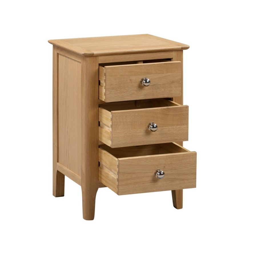 Solid Oak 3 Drawer Bedside Table - Cotswold - Julian Bowen