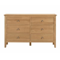 Wide Solid Oak Chest of 6 Drawers with Legs - Cotswold - Julian Bowen