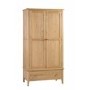 Solid Oak 2 Door Double Wardrobe with Drawer - Cotswold - Julian Bowen
