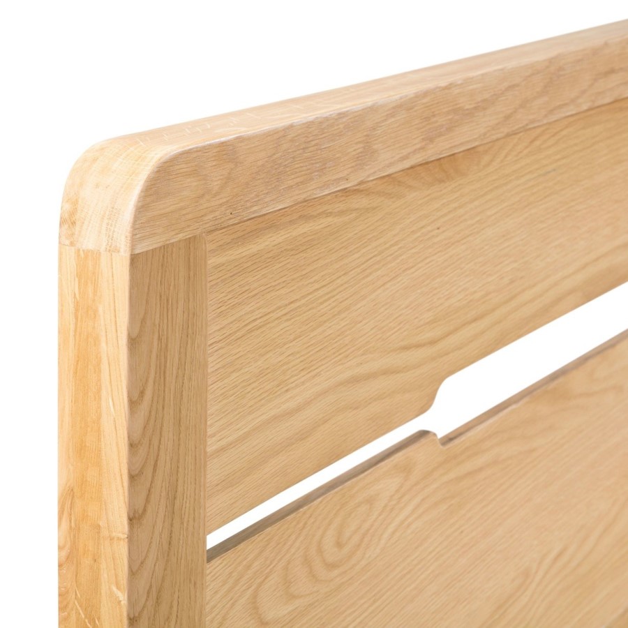 Julian Bowen Solid Oak Double Bed Frame with Curved Headboard