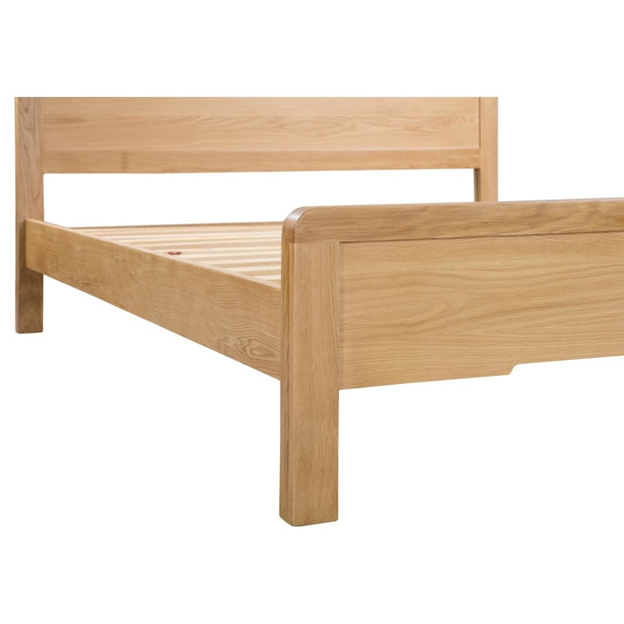 Julian Bowen Solid Oak Double Bed Frame with Curved Headboard