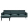 3 Seater Left Hand Facing L Shaped Sofa in Dark Green Woven Fabric - Kyle