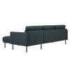 3 Seater Left Hand Facing L Shaped Sofa in Dark Green Woven Fabric - Kyle