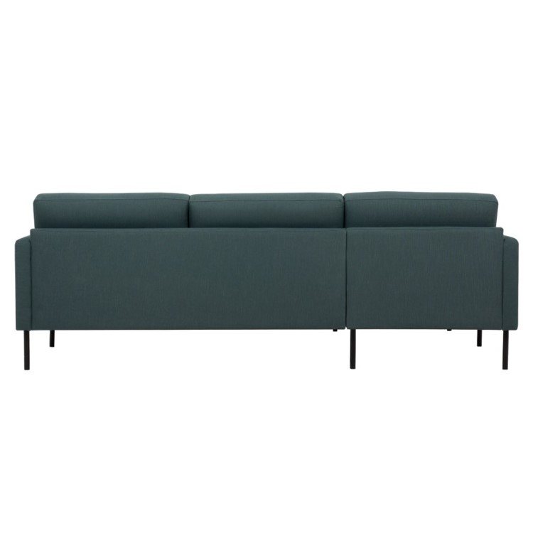 3 Seater Left Hand Facing L Shaped Sofa in Dark Green Woven Fabric - Kyle