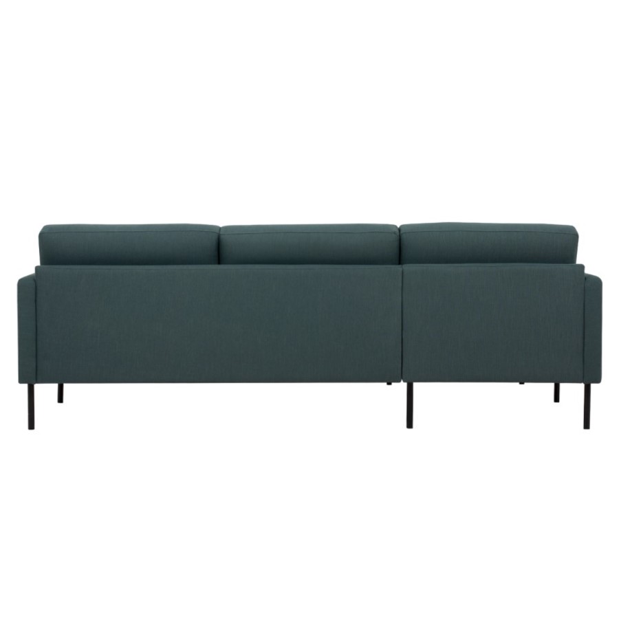3 Seater Left Hand Facing L Shaped Sofa in Dark Green Woven Fabric - Kyle