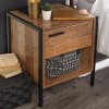 Rustic Oak Industrial Bedside Table with Drawer - Hoxton - LPD
