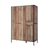 LPD 4 Door Wardrobe in Distressed Oak Effect - Industrial Style