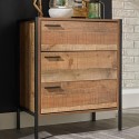 FOL101534 Rustic Oak Industrial Chest of 3 Drawers with Legs - Hoxton - LPD