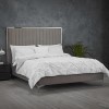 Grey Velvet Upholstered King Size Bed Frame with Metallic Trim - Berkeley - LPD