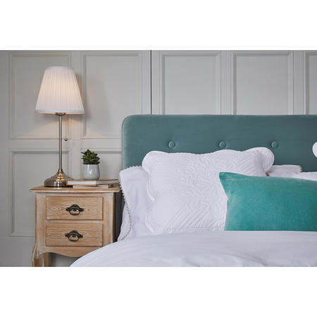 Teal Velvet Upholstered Double Bed Frame - Pierre - LPD