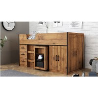 Industrial Oak Midsleeper Cabin Bed with Storage - Rocco - LPD