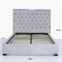 Mabel Grey Velvet Double Bed Frame with Mirrored Headboard Trim