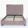 Mabel Pink Velvet King Size Bed Frame with Mirrored Headboard Trim