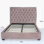 Mabel Pink Velvet King Size Bed Frame with Mirrored Headboard Trim