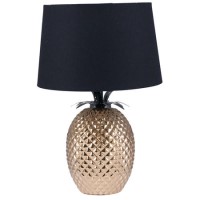 Gold Pineapple Table Lamp with Black Shade - Pacific