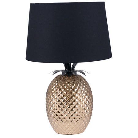 Gold Pineapple Table Lamp with Black Shade - Pacific