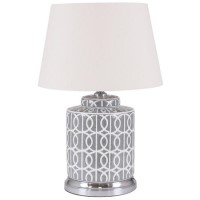 Grey Geometric Table Lamp with White Shade - Pacific Grey Geometric Table Lamp with White Shade - Pacific