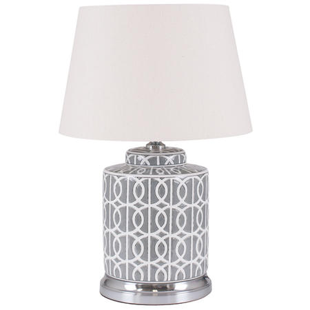 Grey Geometric Table Lamp with White Shade - Pacific