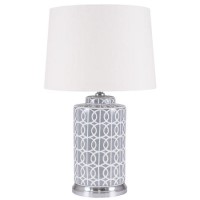 Tall Grey & White Geometric Table Lamp - Pacific