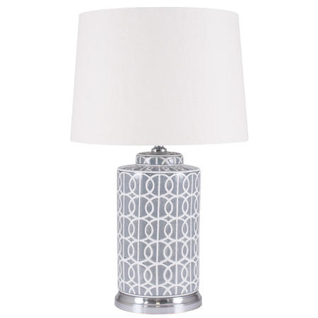 Tall Grey & White Geometric Table Lamp - Pacific
